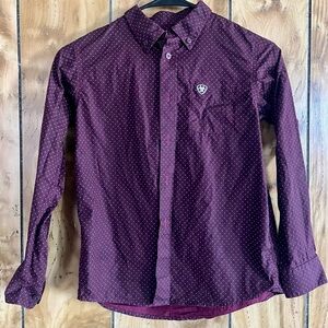Kids’ Boy Ariat Burgundy Dot Button-Up Shirt